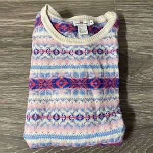 VINEYARD VINES FAIR ISLE BLUE & PINK WOOL SWEATER MEDIUM